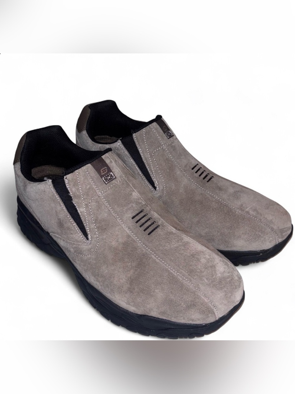 Skechers Men's Slip-On Brown Suede Sneakers Air Cooled Memory Foam Size 13 Wide